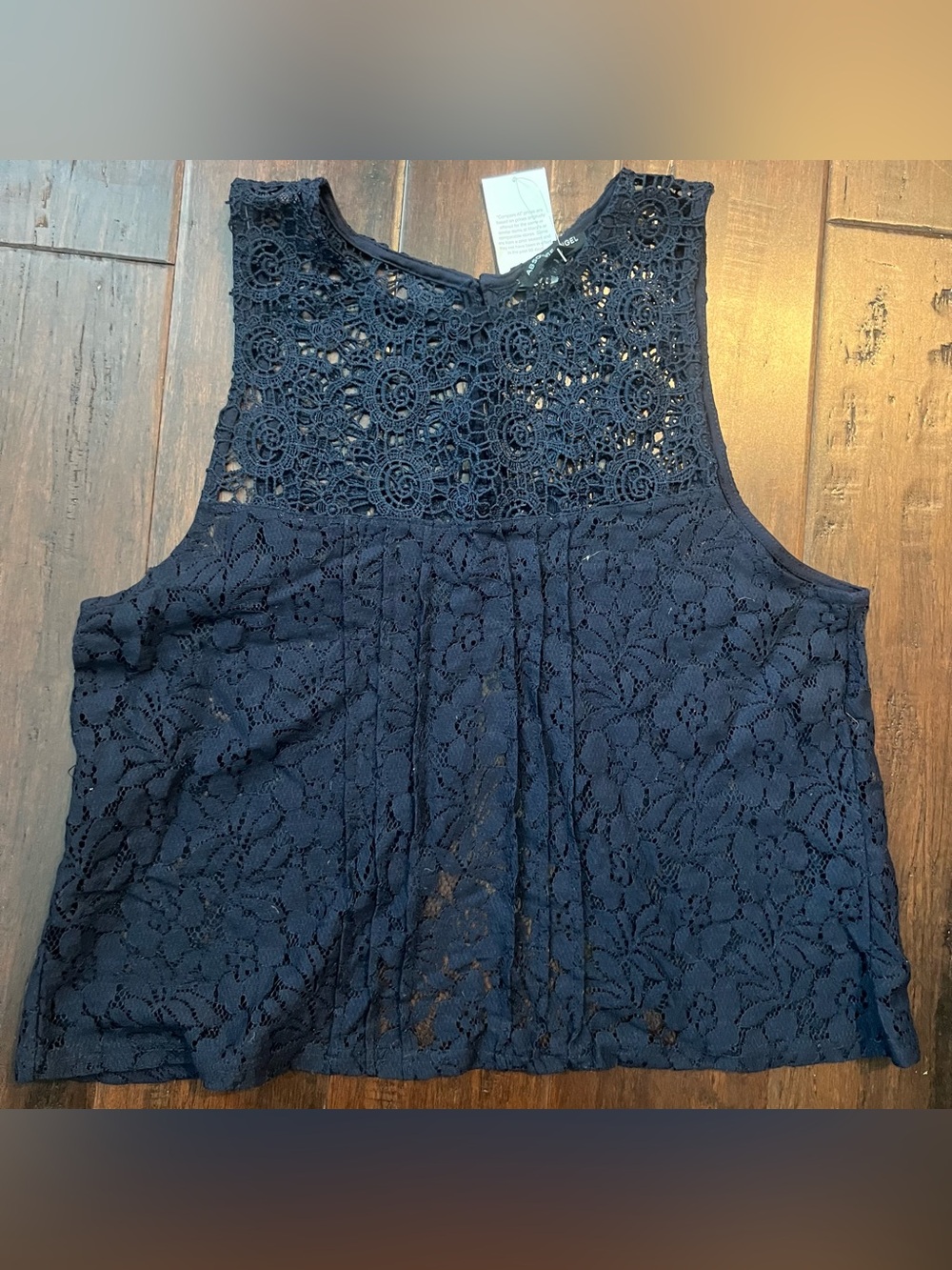 Absolute Angel Navy Crochet Lace Sleeveless Camisole